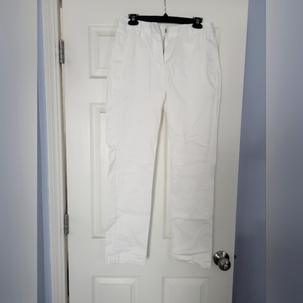 Lands End off-white Chino mid-rise straight leg pants